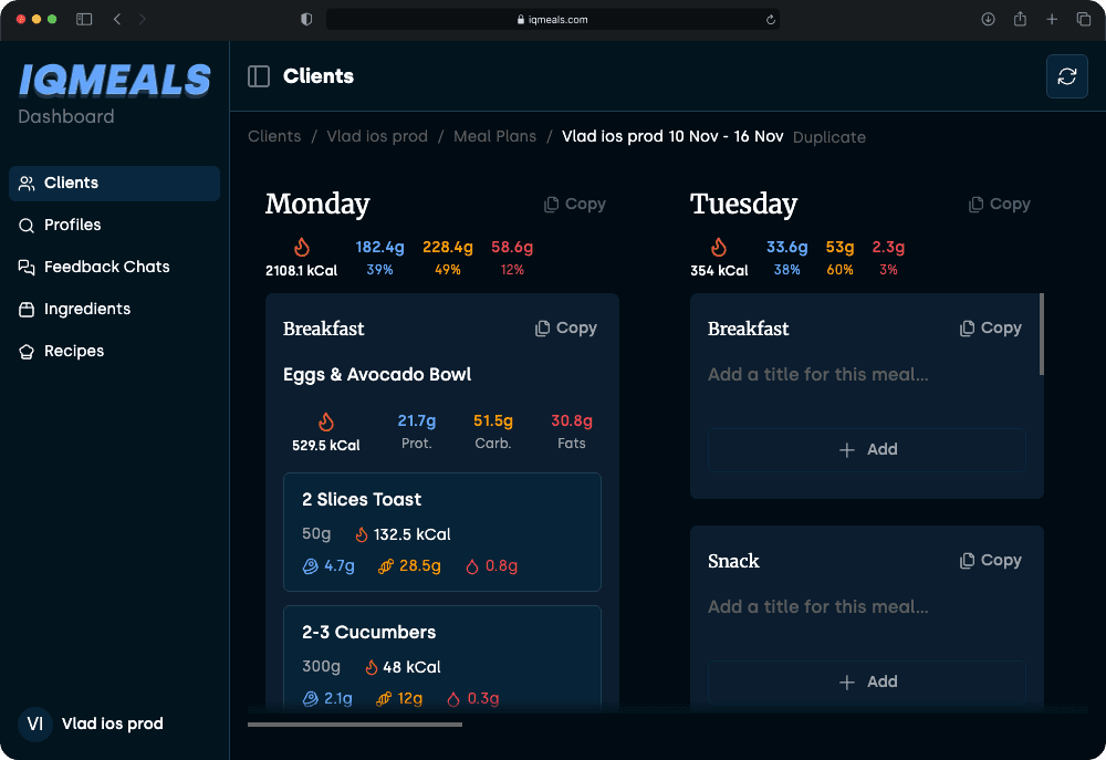 IQ Meals Project Desktop Link 2