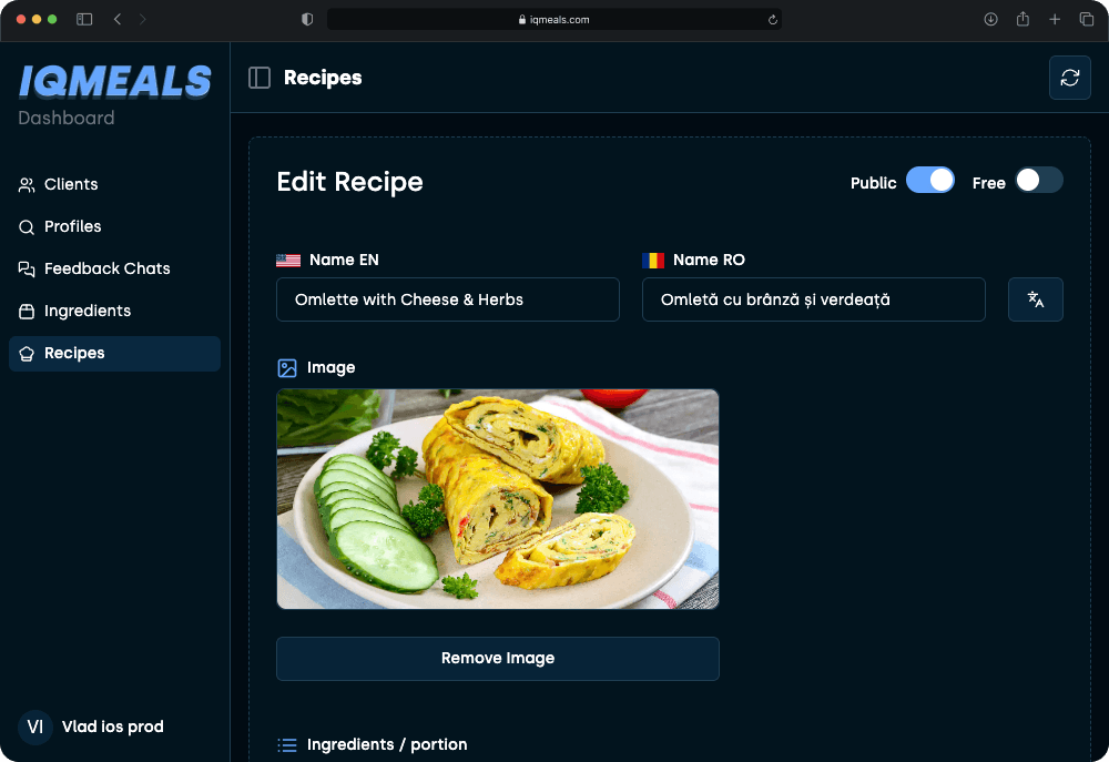 IQ Meals Project Desktop Link 3